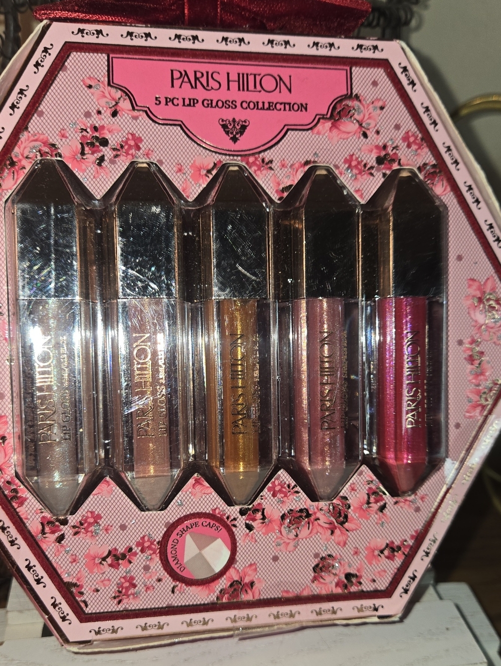 Paris Hilton Lip Gloss Set — Pink, Gold & Bronze Shimmer